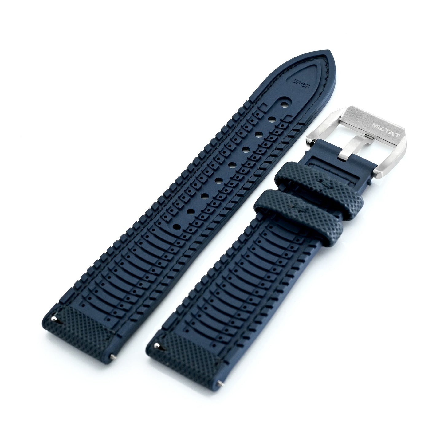 FKM38 Navy Blue FKM Quick Release Rubber Watch Band, Brushed, 20mm or 22mm