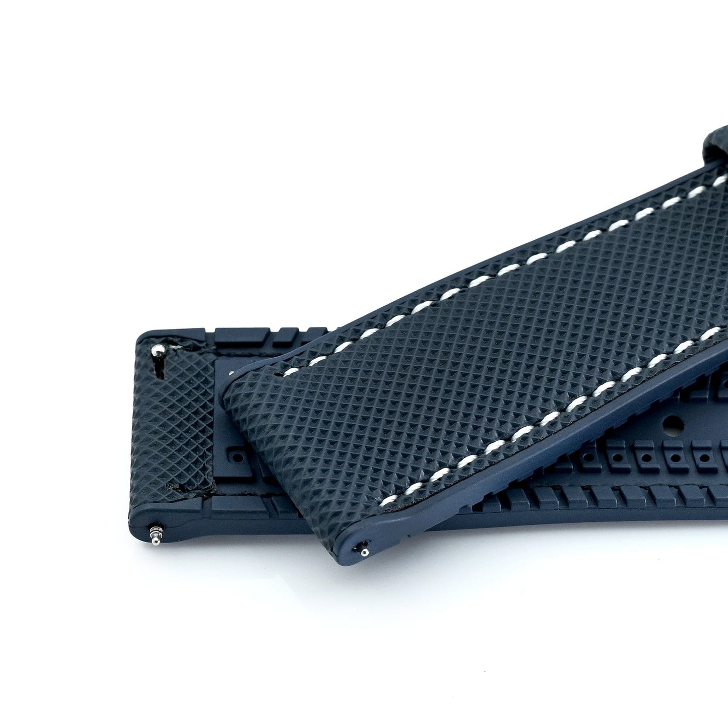 FKM38 Navy Blue FKM Quick Release Rubber Watch Band, Brushed, 20mm or 22mm