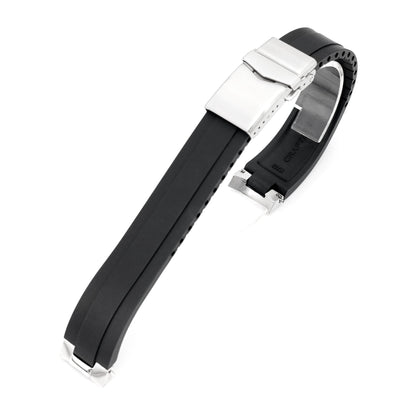 20mm Crafter Blue - MX03-117 Black FKM Rubber Strap With End Links compatible with Seiko Alpinist SARB017