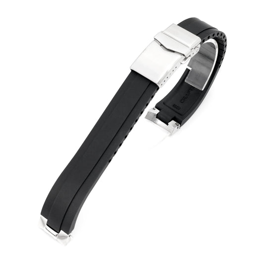 20mm Crafter Blue - MX03-117 Black FKM Rubber Strap With End Links compatible with Seiko Alpinist SARB017