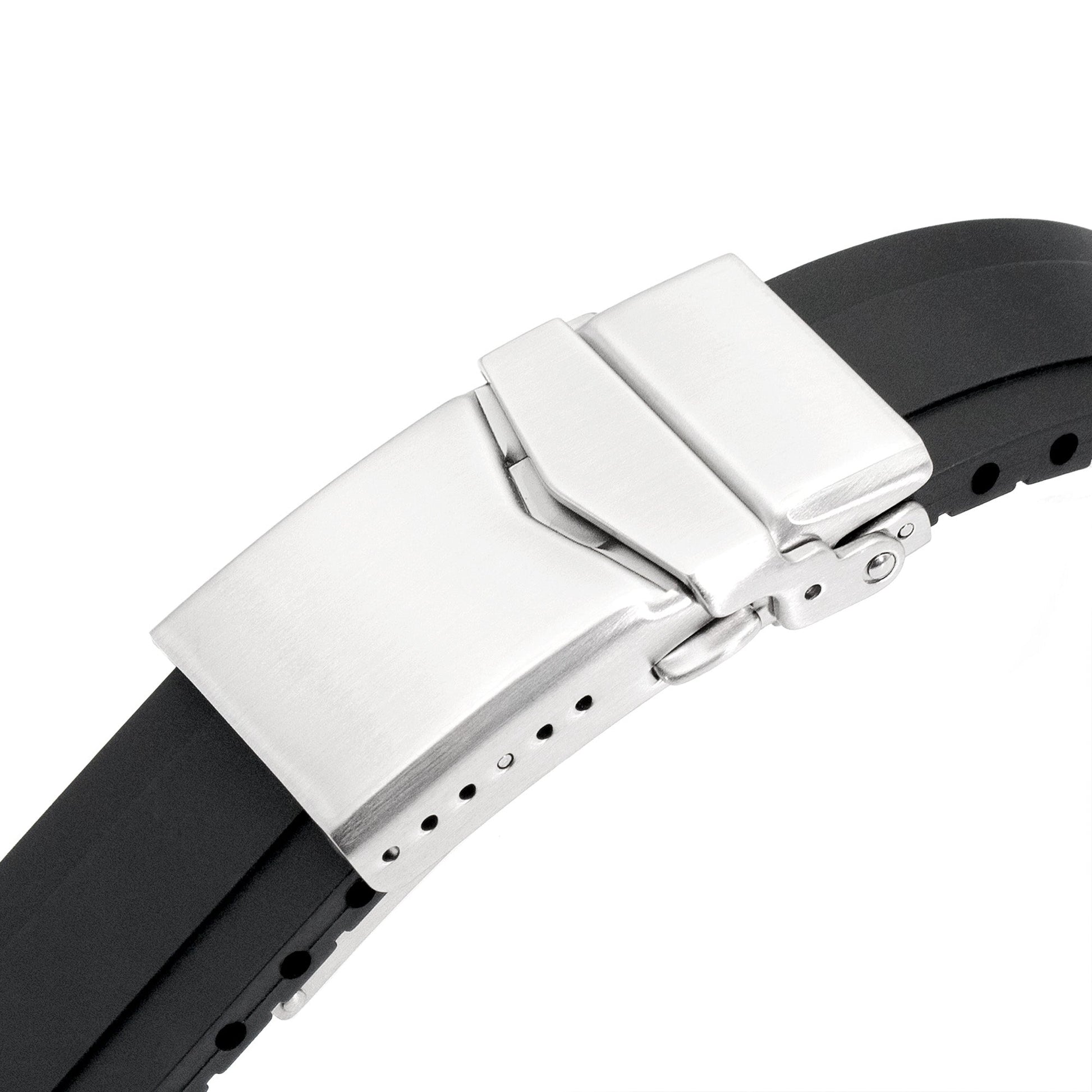 20mm Crafter Blue - MX03-117 Black FKM Rubber Strap With End Links compatible with Seiko Alpinist SARB017