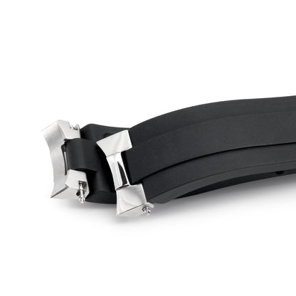 20mm Crafter Blue - MX03-733 Black FKM Rubber Strap With End Links compatible with Hamilton Khaki Field 38mm