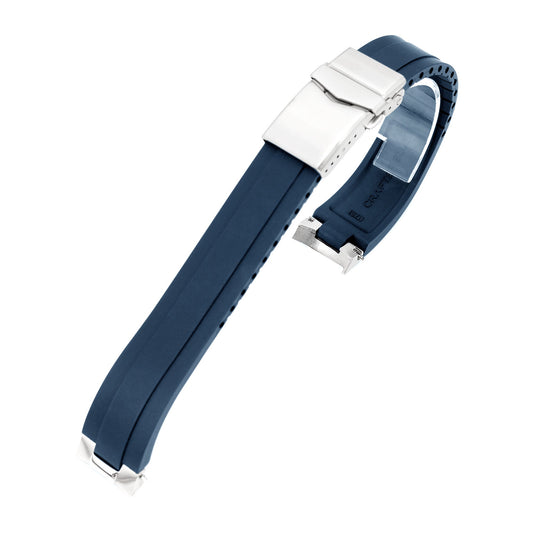 20mm Crafter Blue - MX03-733 Navy Blue FKM Rubber Strap With End Links compatible with Hamilton Khaki Field 38mm