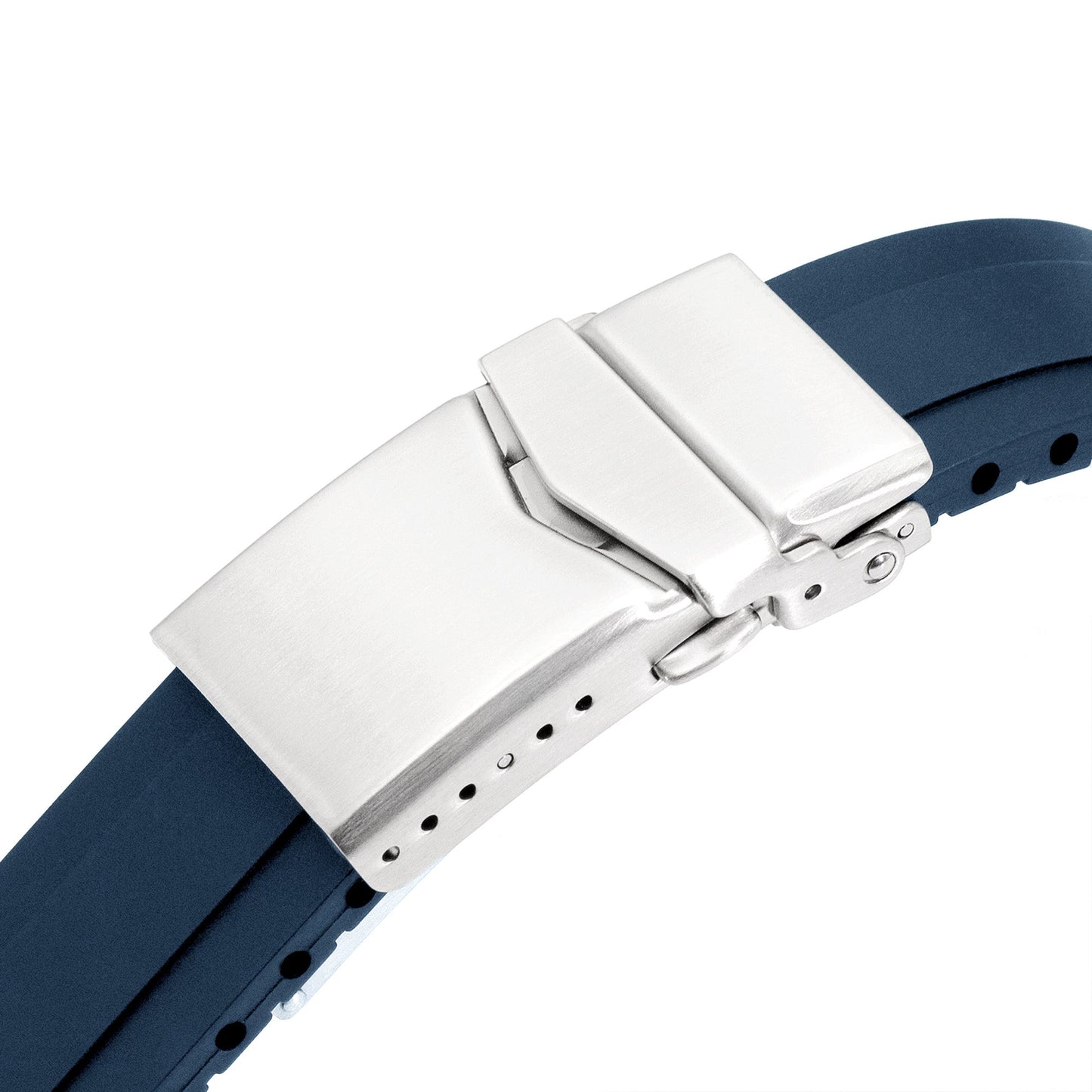 20mm Crafter Blue - MX03-733 Navy Blue FKM Rubber Strap With End Links compatible with Hamilton Khaki Field 38mm