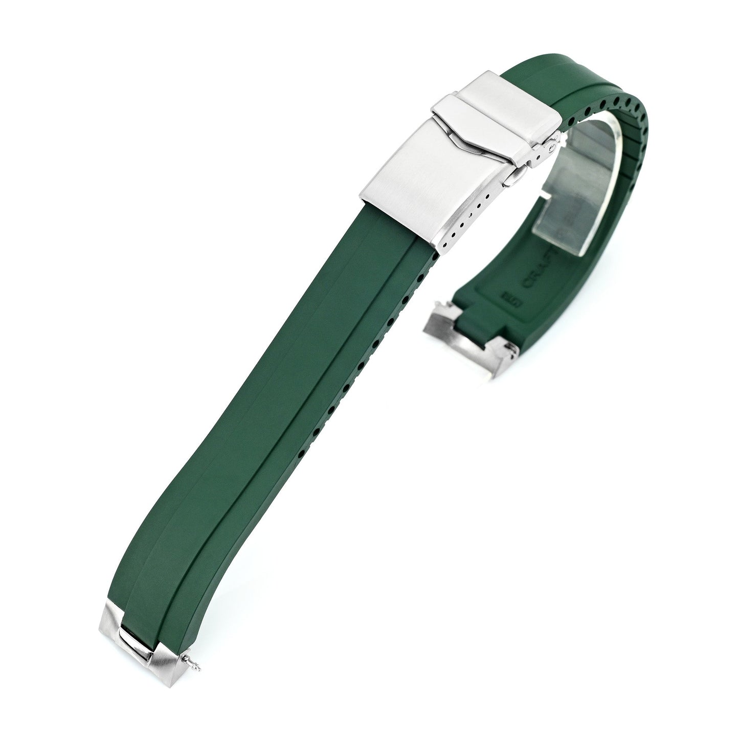 20mm Crafter Blue - MX03-733 Green FKM Rubber Strap With End Links compatible with Hamilton Khaki Field 38mm