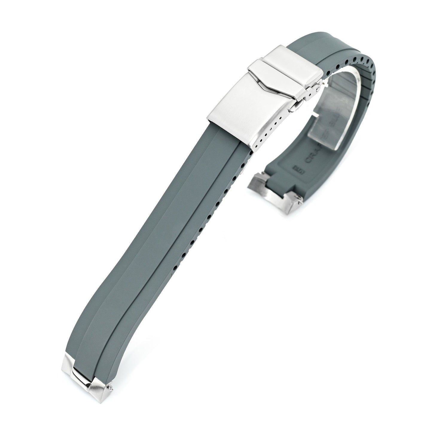 20mm Crafter Blue - MX03-733 Light Grey FKM Rubber Strap With End Links compatible with Hamilton Khaki Field 38mm
