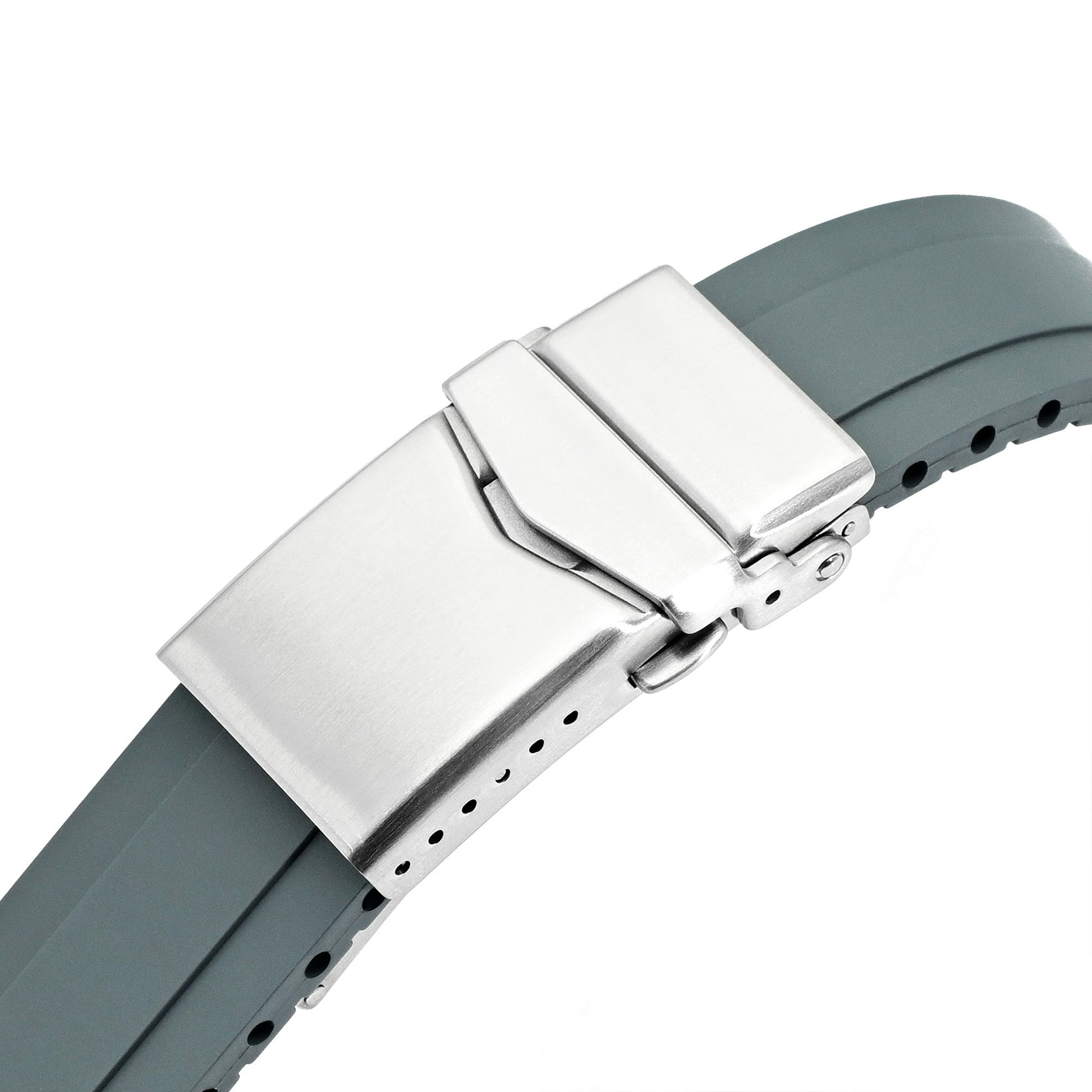 20mm Crafter Blue - MX03-733 Light Grey FKM Rubber Strap With End Links compatible with Hamilton Khaki Field 38mm
