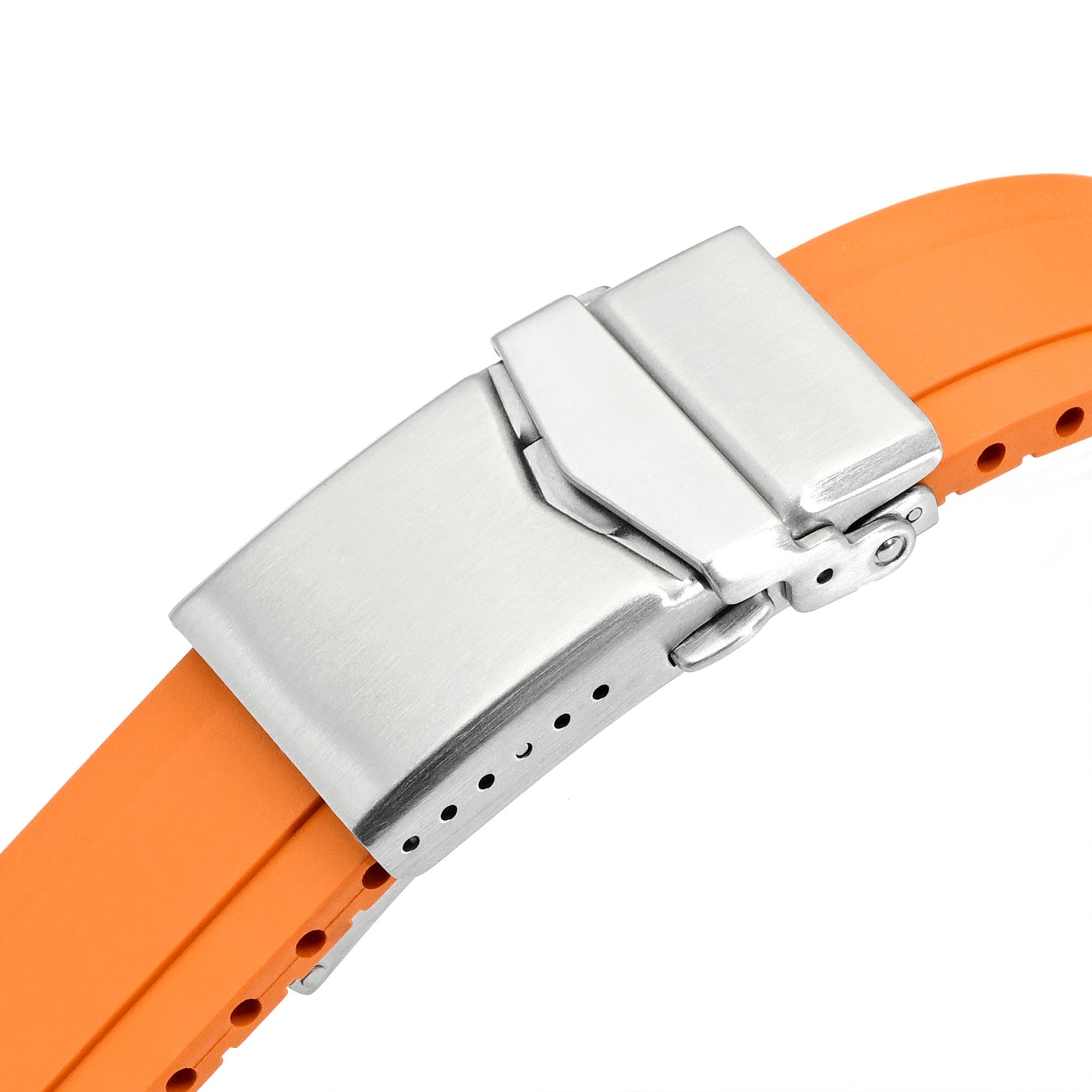 20mm Crafter Blue - MX03-733 Orange FKM Rubber Strap With End Links compatible with Hamilton Khaki Field 38mm