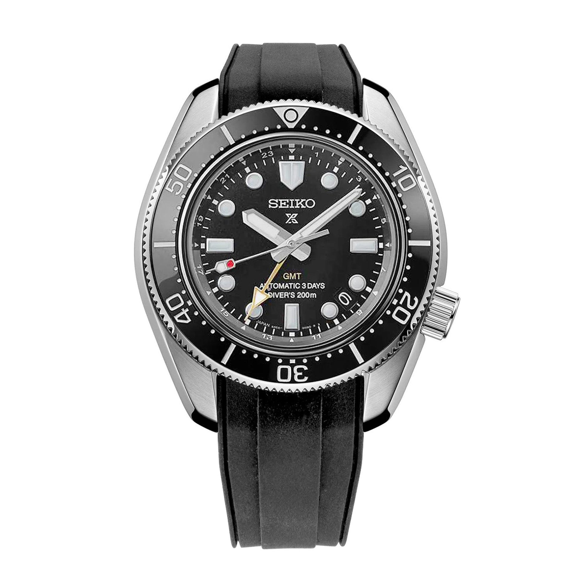 StrapXPro - SBX1A Rubber Strap for Seiko Prospex 1968 Diver¡¦s Modern Re-interpretation MM200 GMT Series SPB381, Black 
