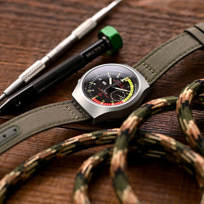 Q.R. Military Green Sailcloth Watch Band, leather lining