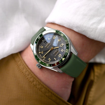 CX03 Oliver Green Quick Release Flexi-Curved FKM Watch Strap