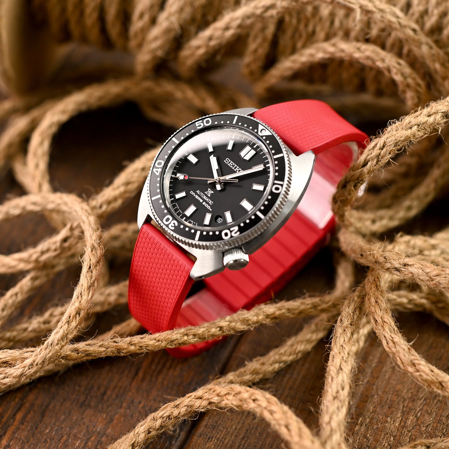 20mm FKM32 Red Rubber Q.R. Deployant Watch Band