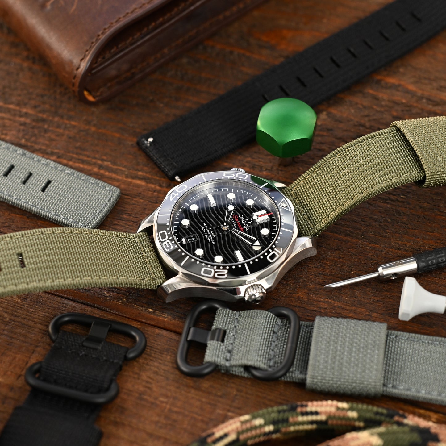 Q.R. 20mm 2-pcs Ribbed Nylon, Military Green