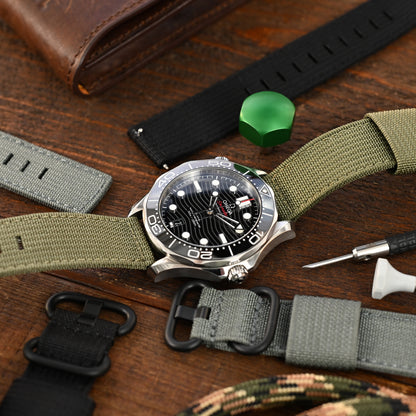 Q.R. 20mm 2-pcs Ribbed Nylon, Military Green