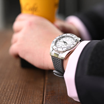 Chaffle Military Grey FKM Rubber + Add-on End Piece watch strap compatible with Seiko Sumo SPB103