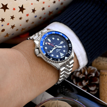 Super-J Louis JUB for Seiko 5 Sports GMT V-Clasp, Brushed with Polished Center