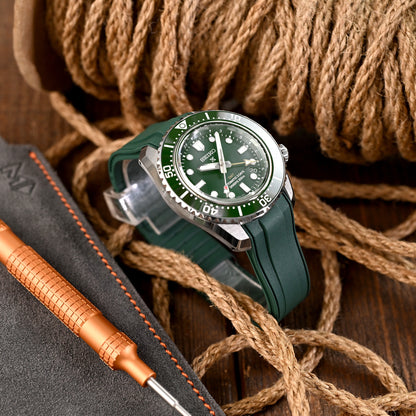 StrapXPro - SBX1A Rubber Strap for Seiko Prospex 1968 Diver¡¦s Modern Re-interpretation MM200 GMT SPB381 Series, Green