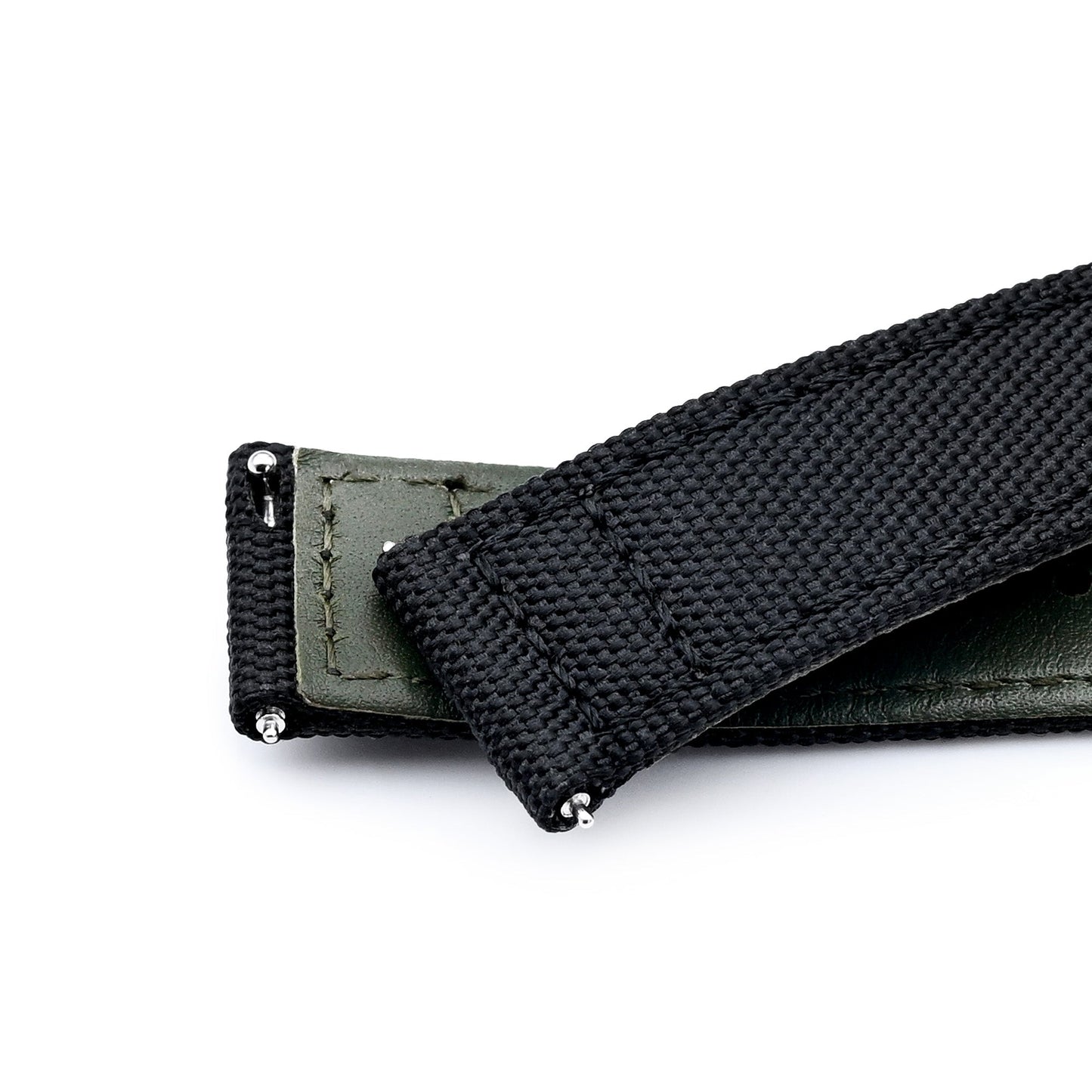 Q.R. 18mm Black Sailcloth Watch Band with leather lining
