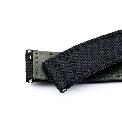 Q.R. 18mm Black Sailcloth Watch Band with leather lining