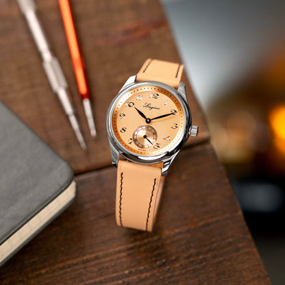 Quick Release, 20mm Beige Tapered Leather Strap, Brown St.