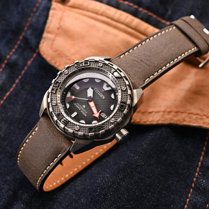 Pam Collection, Dark Brown Italian Leather Watch Strap for Panerai, Beige Stitch.