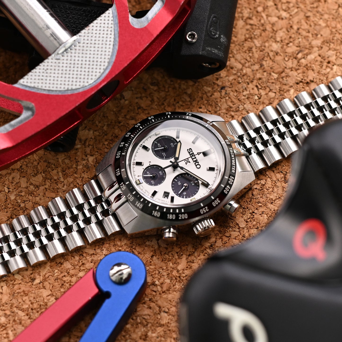 Super-JUB II for Seiko Prospex Speedtimer V-Clasp, Brushed with Polished Center