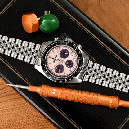 Super-JUB II for Seiko Prospex Speedtimer V-Clasp, Brushed with Polished Center