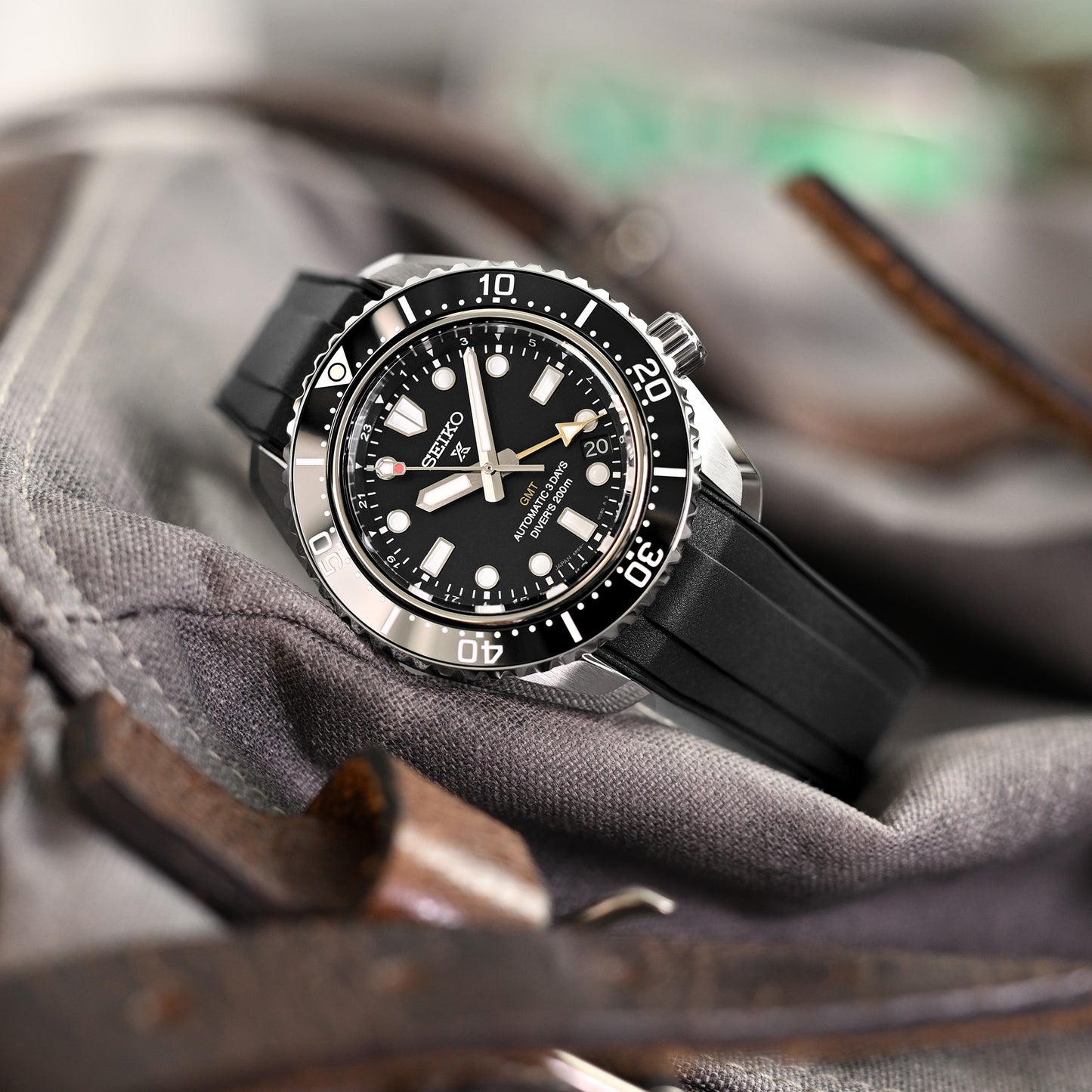 StrapXPro - SBX1A Rubber Strap for Seiko Prospex 1968 Diver¡¦s Modern Re-interpretation MM200 GMT SPB381 Series, Black