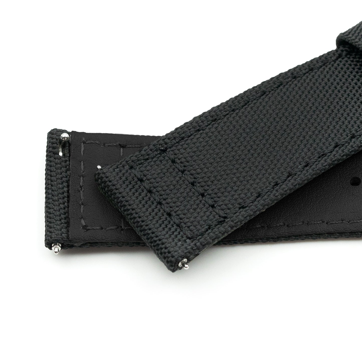 Q.R. Black Sailcloth Watch Band, leather lining