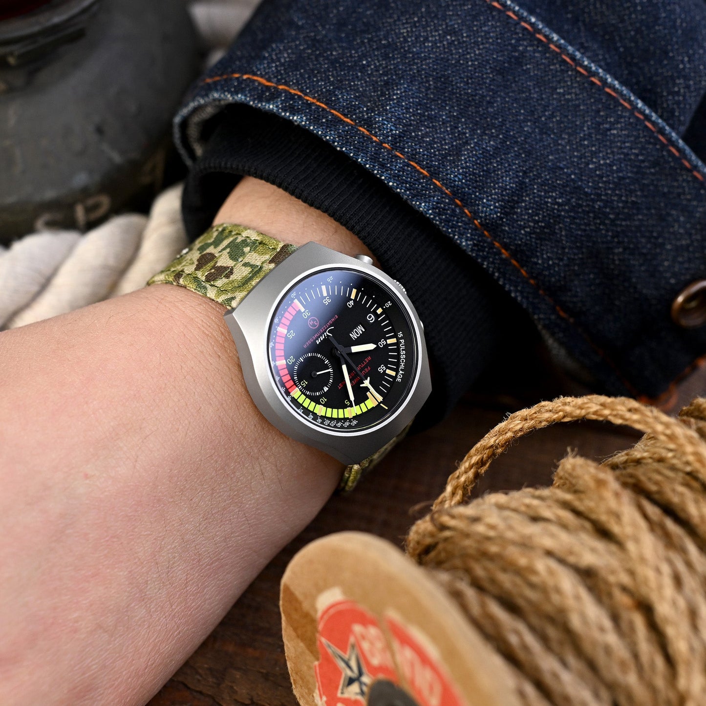 Sinn 157 EZM-4 Chronograph day-date black Dial
