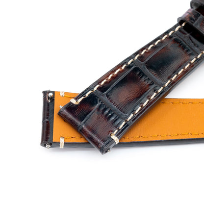 20mm Quick Release Deep Mahogany CrocoCalf (Italian Croco Grain) Leather Watch Band 