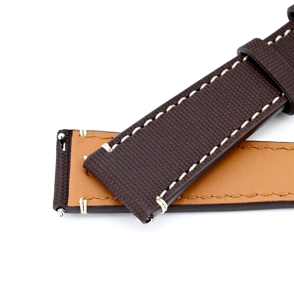 20mm Quick Release Dark Brown Woven Sailcloth Watch Band with Italian Leather Lining 