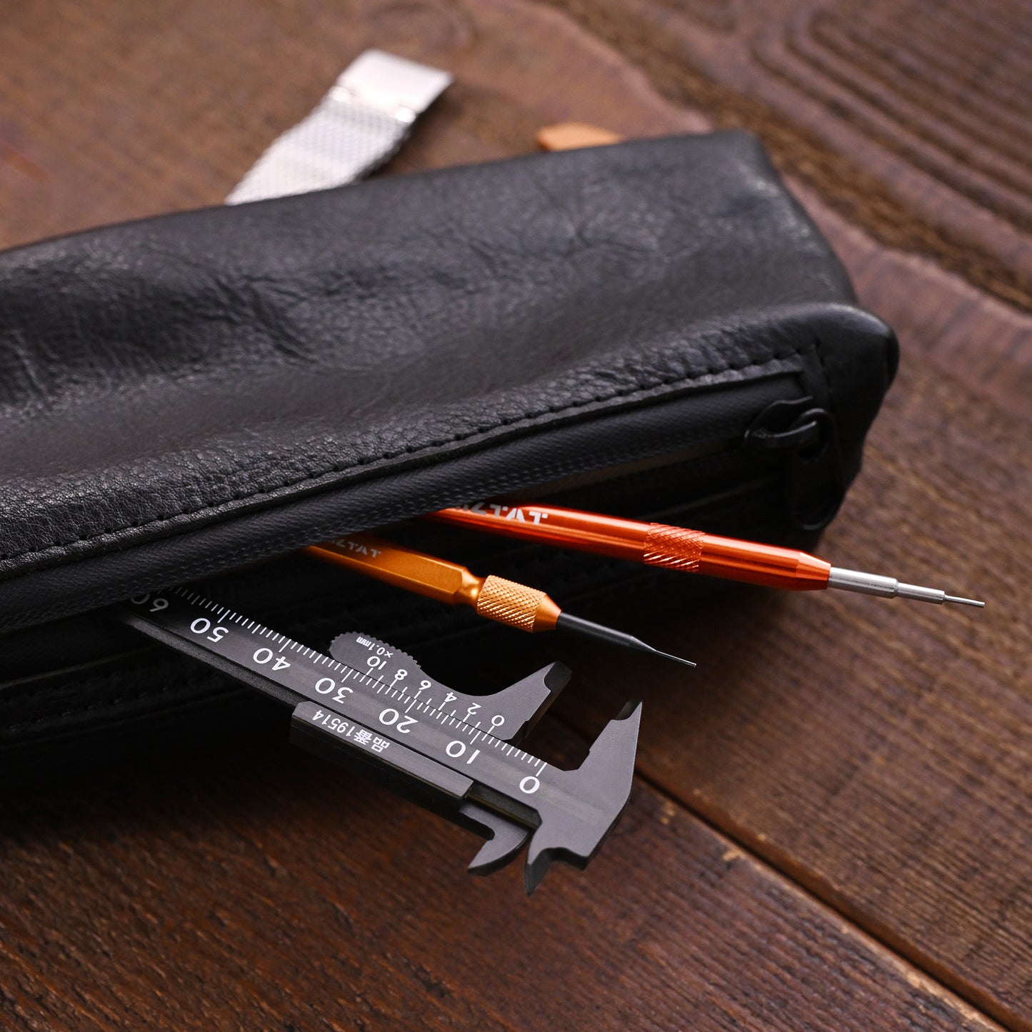 Travel Zip Leather watch pouch, Portable watch tools multi storage