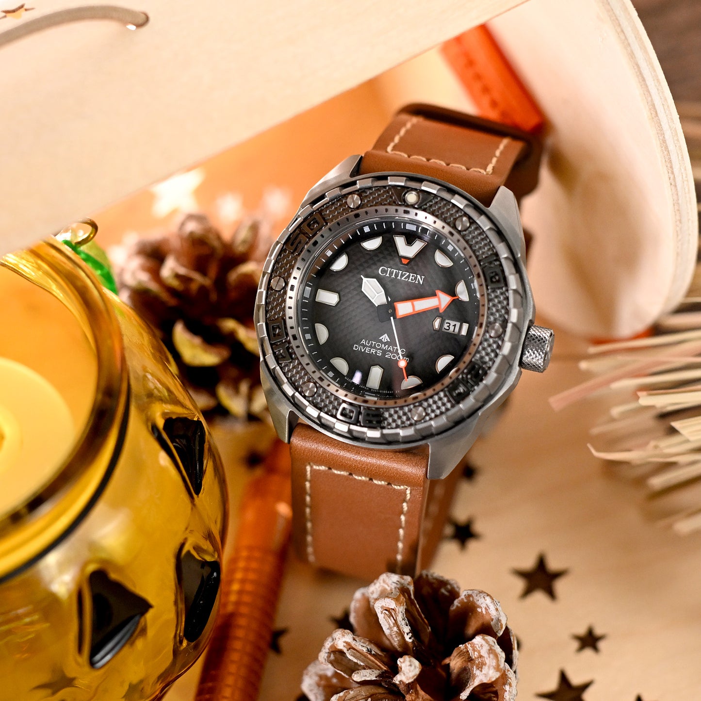 Pam Collection, Brown French Crafted Barenia Leather Strap for Panerai, Beige Stitch.