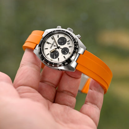 MX03-813 Orange FKM Rubber Strap With End Links compatible with Seiko Speedtimer
