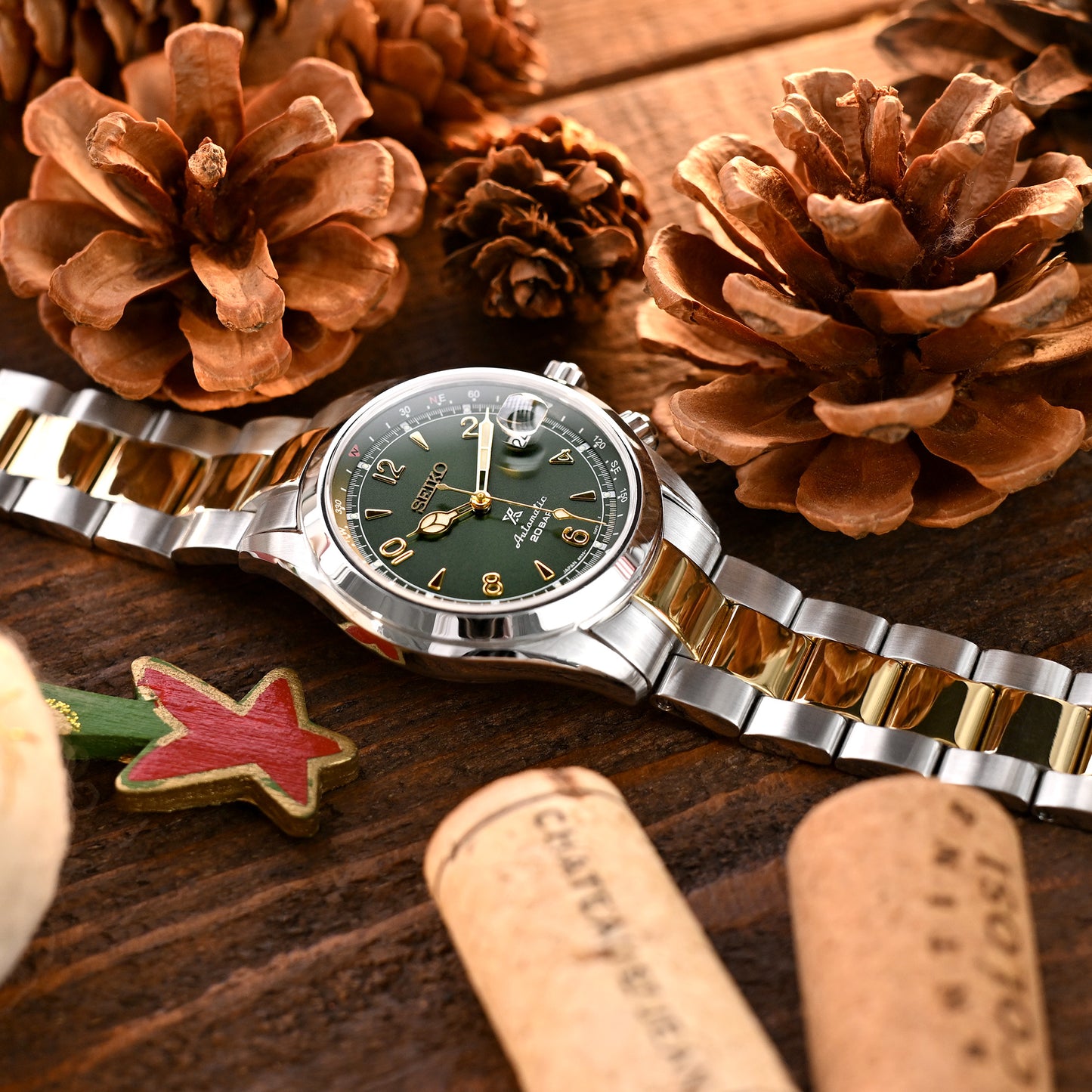 Super-O Boyer compatible with Seiko Alpinist SARB017 + Two Tone IP Gold SUB Clasp