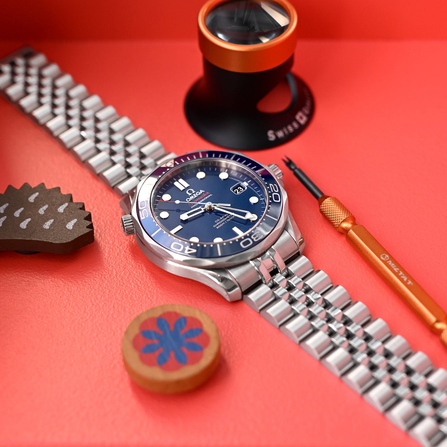 20mm Super-J Louis compatible with Omega Seamaster 41mm V-Clasp Brushed