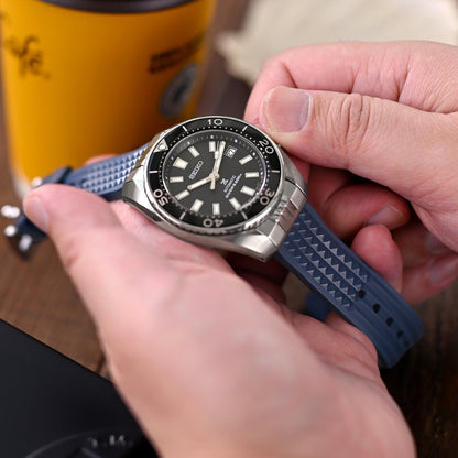 Chaffle Blue FKM Rubber + Add-on End Piece watch strap compatible with Seiko Sumo SPB103