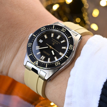 MX03-143 Tan FKM Rubber Strap With End Links compatible with Seiko 1965 Heritage Diver 40.50mm