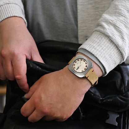 20mm Khaki Quick Release Italian Suede Leather Strap, Red St.