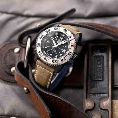 24mm MiLTAT Brown Distressed Leather, Beige Stitching
