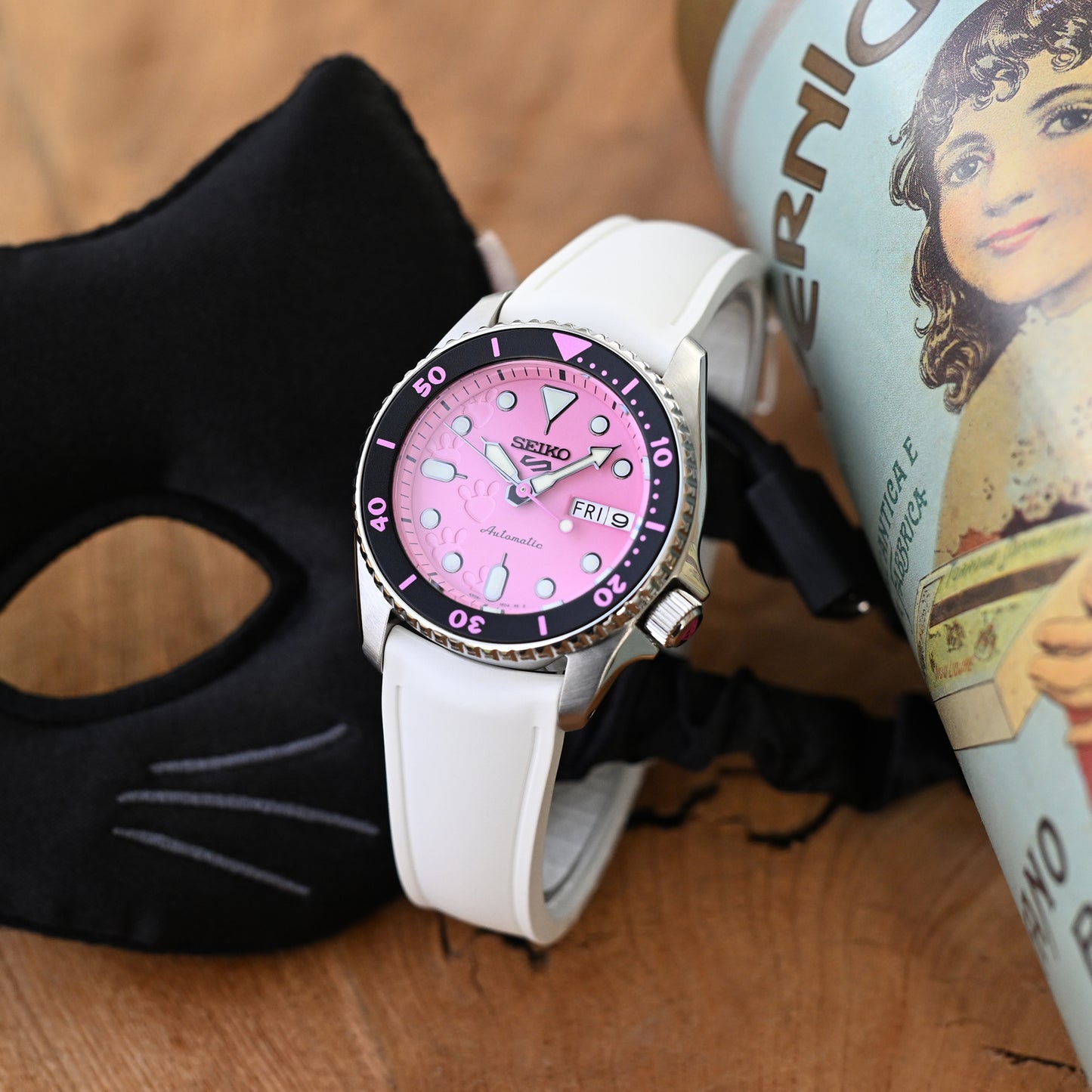 20mm or 22mm FKM34 White Rubber Q.R. Deployant Watch Band