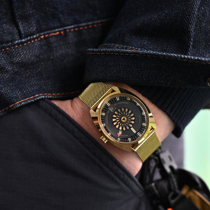 Quick Release Classic Superfine Wire Mesh Band, Full IP Gold