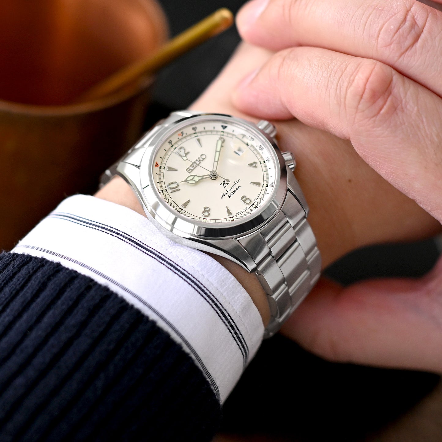 Super-O Boyer (female end links) for Seiko Alpinist SARB017, V-Clasp Brushed