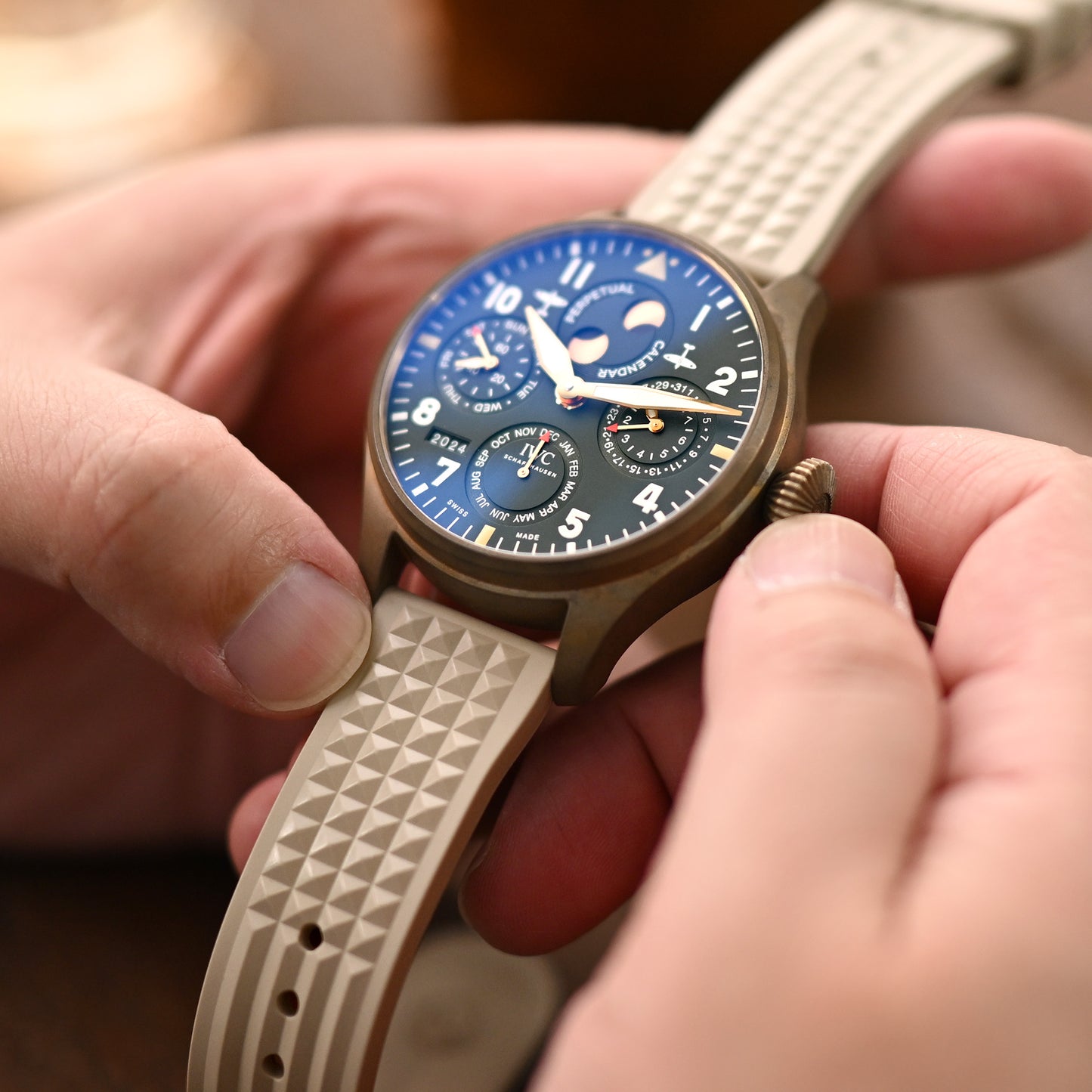 Chaffle Sand FKM Rubber watch strap, 20mm or 22mm