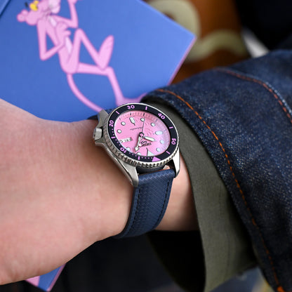 FKM37 Navy Blue Rubber Q.R. Deployant Watch Band