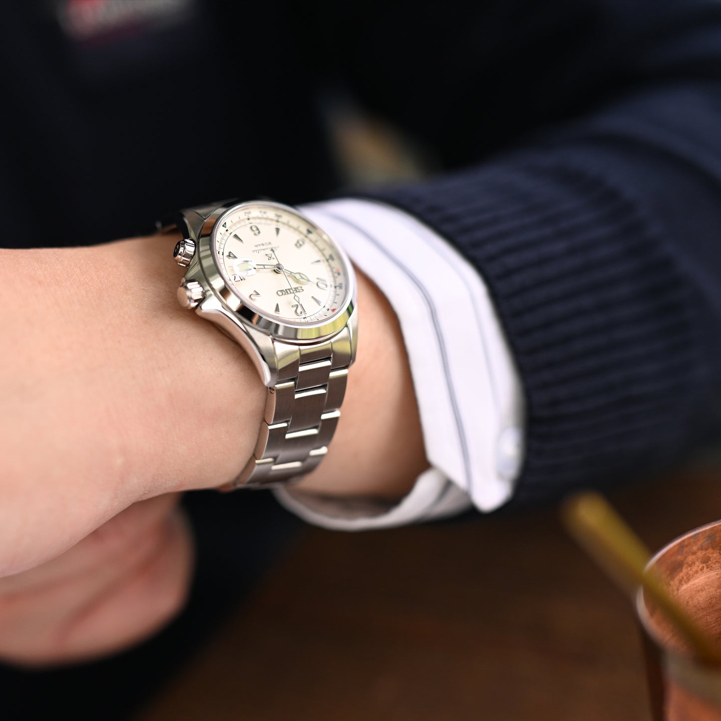 Super-O Boyer (female end links) for Seiko Alpinist SARB017, V-Clasp Brushed