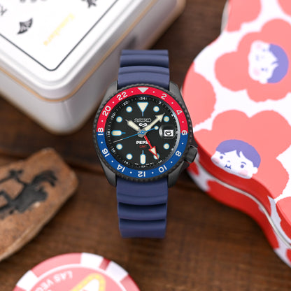 Firewave Resilient Curved End FKM rubber Watch Strap, Navy Blue