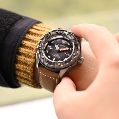 24mm MiLTAT Mud Brown Nubuck Leather, Beige Stitching