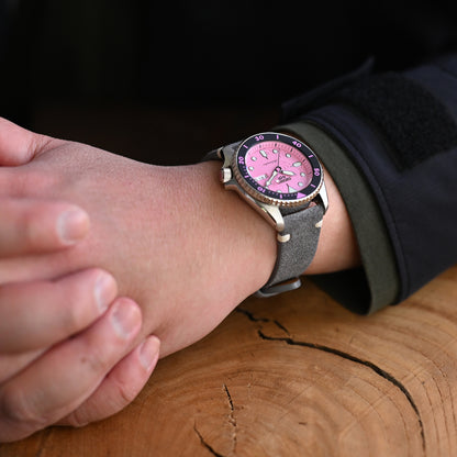 20mm Dark Grey Quick Release Italian Suede Leather Watch Strap